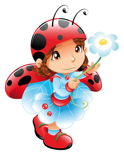 Funny Girl-Ladybug — Stock Vector