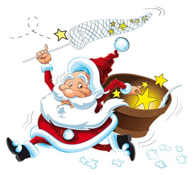 Santa Claus and the Stars clipart