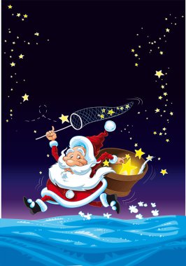 Santa Claus and the Stars. clipart