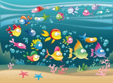 Family of marine animals in the sea. clipart