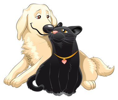 Lovely cat and dog. clipart