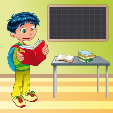 Boy, student in the classroom clipart