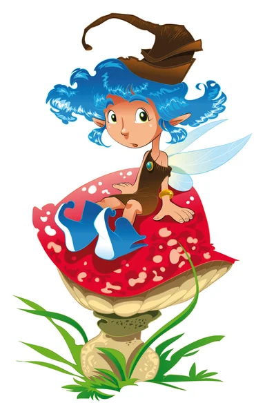 Fairy on a mushroom — Stock Vector