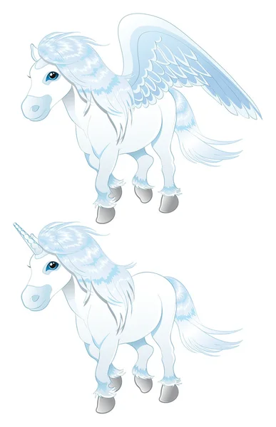 Pegaso y unicornio . — Vector de stock