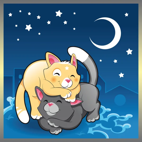 Baby cats in the night — Stock Vector