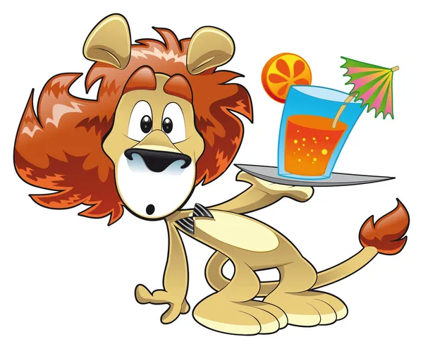Lion with Drink. — Stock Vector