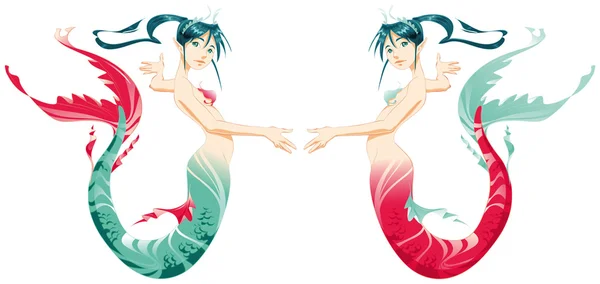 Two mermaids — 图库矢量图片