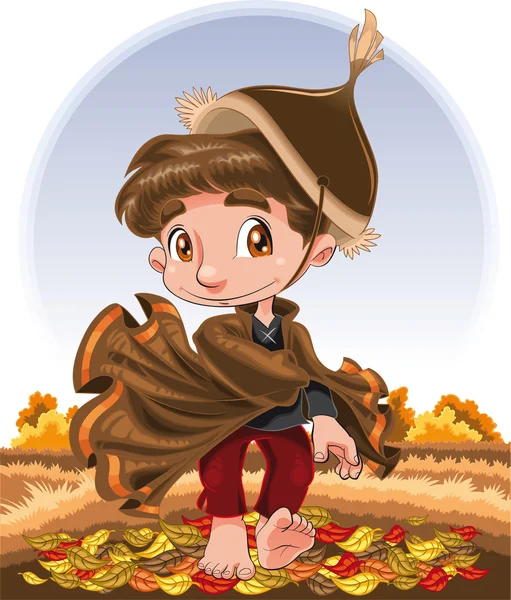 Осенний мальчик — стоковый вектор