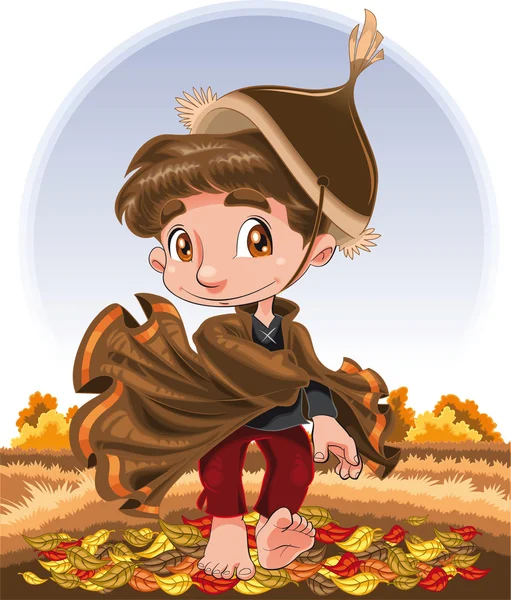 Stock vector Autumn boy