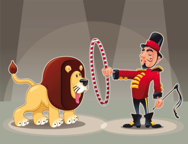 Lion Tamer with lion. clipart