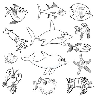 Family of funny fish. clipart