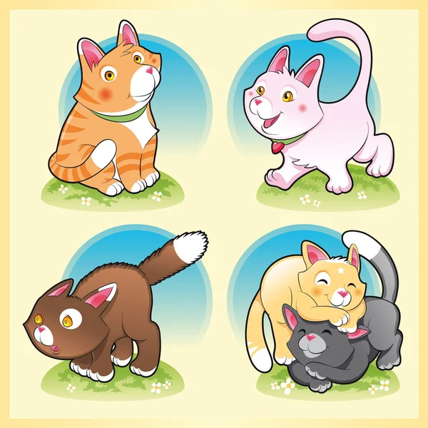 Familie van katten — Stockvector