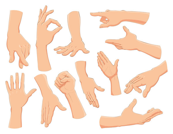 Hands and symbols.