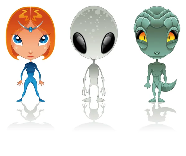 Types of aliens. — Stock Vector