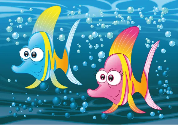 Couple of fish in the ocean — Stock Vector