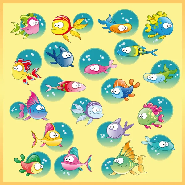 Famille de poissons avec fond — Image vectorielle