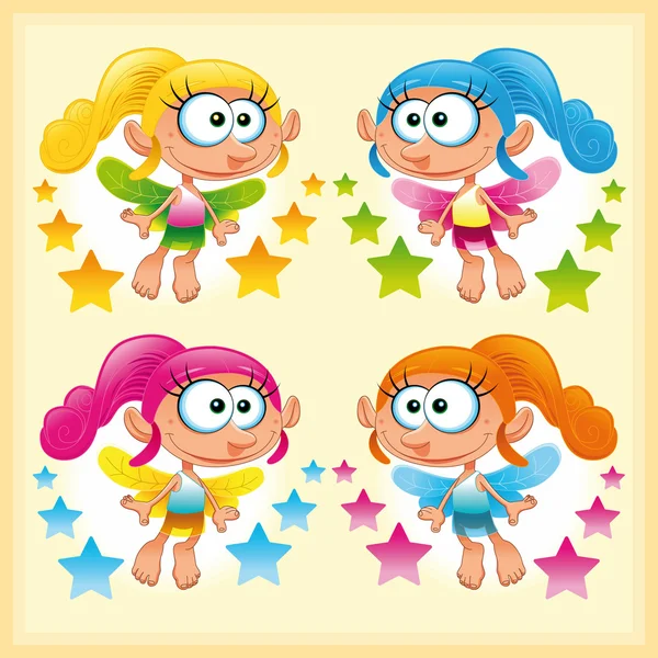 Set of funny Fairy — Stock Vector