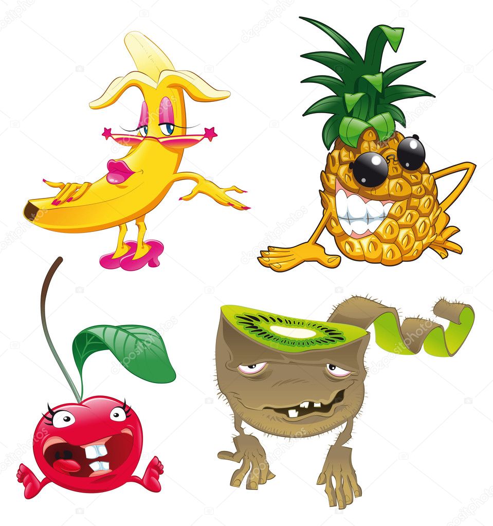 Characters fruits.