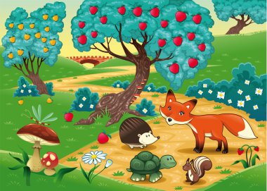 Animals in the wood. clipart