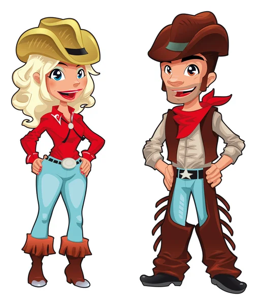 Cowboy och cowgirl. — Stock vektor