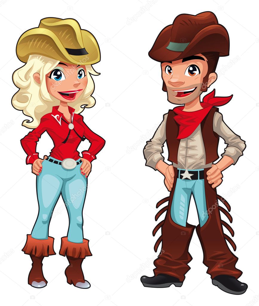 Cowboy and cowgirl. — Stock Vector © ddraw #9616121