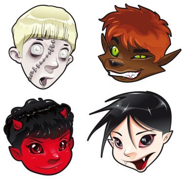 zombi, kurt adam, şeytan ve vampir.
