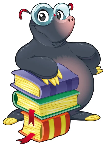 Mole with books. — Stock Vector