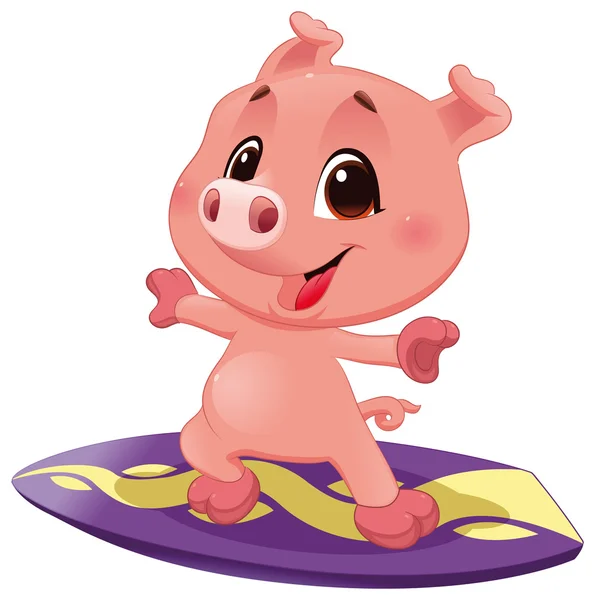 Pig with surf. — Stock Vector