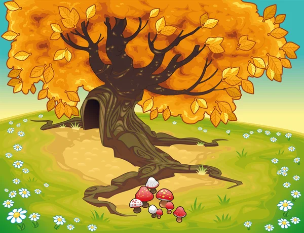 Sonbahar manzara içinde ağaç. — Stok Vektör
