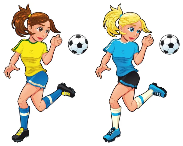Soccer female players. — Stock Vector