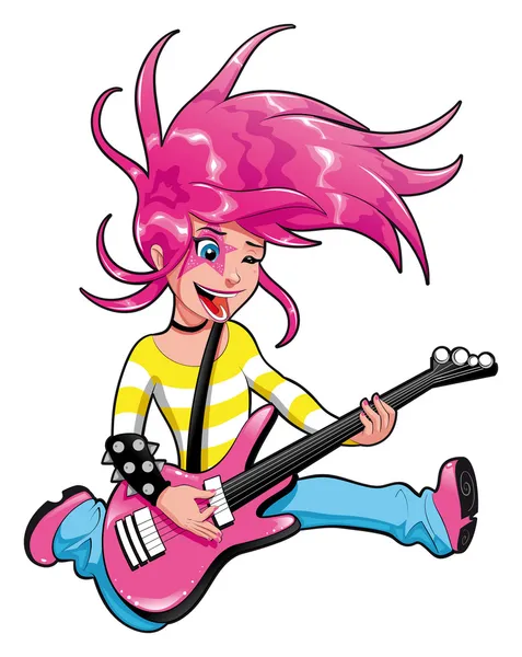 stock vector Young musician with electric guitar.