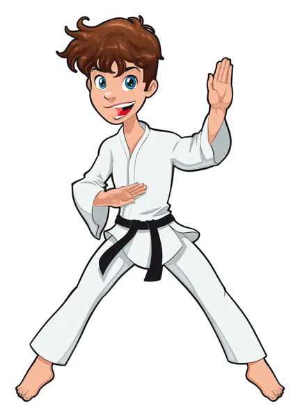 Joven, Karate Player . — Vector de stock