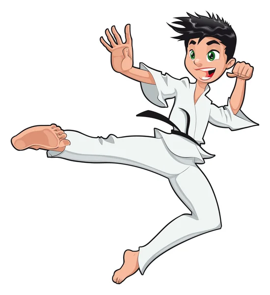 Giovane ragazzo, giocatore di karate . — Vettoriale Stock