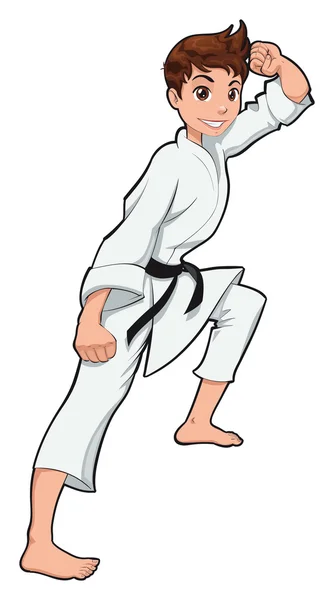Jongen, karate speler. — Stockvector