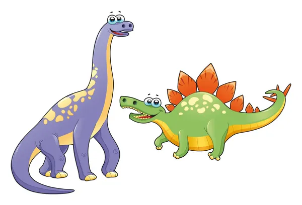 Paar van grappige dinosauriërs. — Stockvector