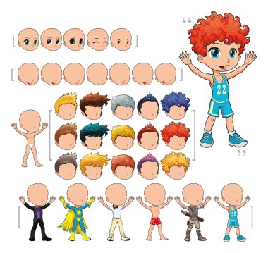 Avatar boy, vector illustration, isolated objects. clipart