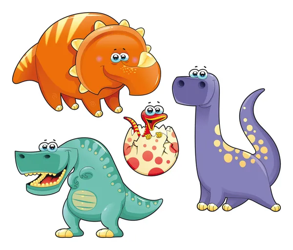 Group of funny dinosaurs. — Stock Vector