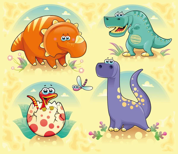 Groep van grappige dinosauriërs. — Stockvector