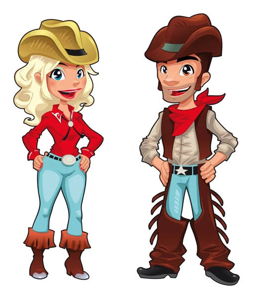 Cowboy und Cowgirl. — Stockvektor