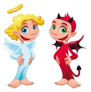 Baby Angel and Devil. clipart