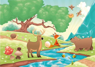 Animals in the wood. clipart