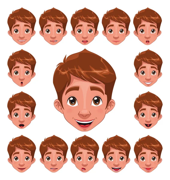 Boy Expressions with lip sync. — Stock Vector