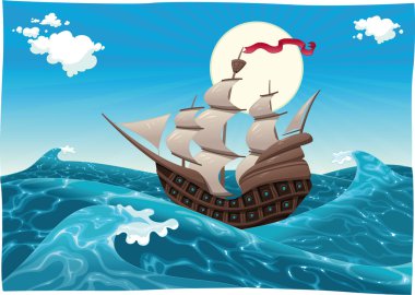 Galleon in the sea. clipart