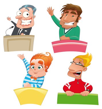 Set of different characters: Politician, teacher, student, presenter, etc... clipart