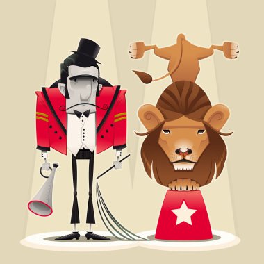 Lion Tamer with lion. clipart