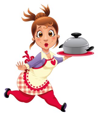 Housewife with pot. clipart