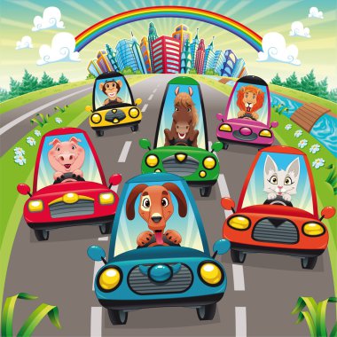 Traffic on the road. clipart