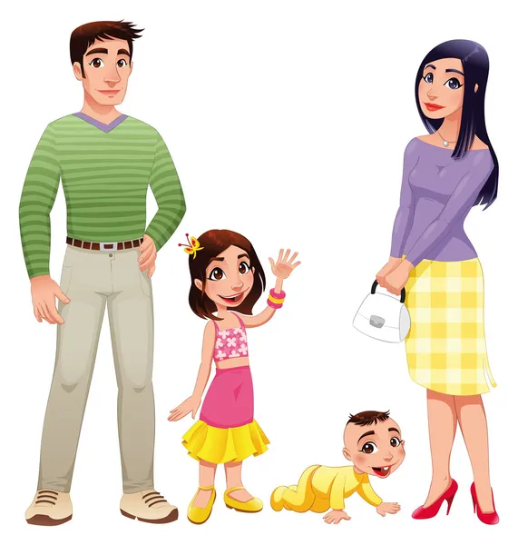 Menschliche Familie mit Mutter, Vater und Kindern. — Stockvektor