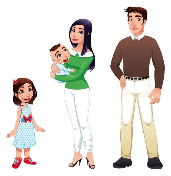 Família humana com mãe, pai e filhos . — Vetor de Stock