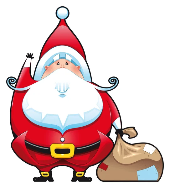 Weihnachtsmann mit Tasche. — Stockvektor